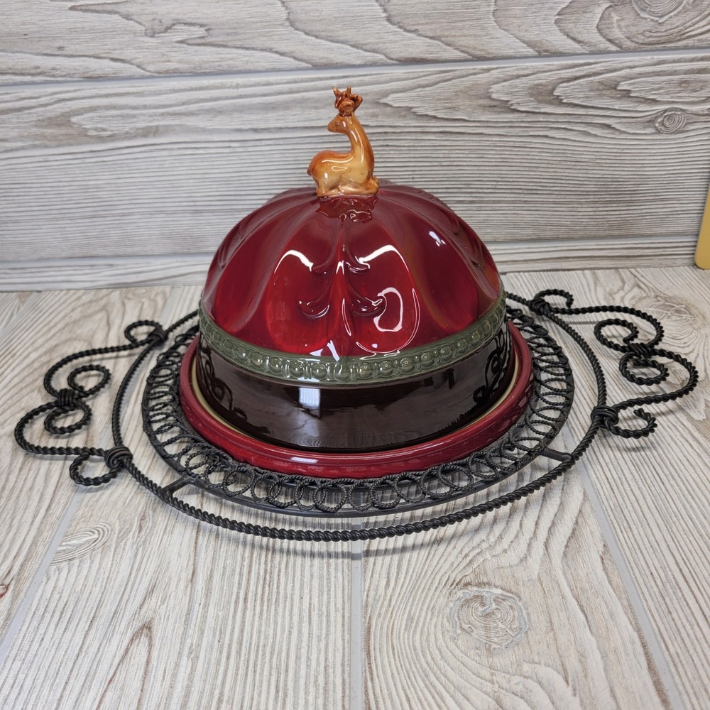 3 Pc Set Amscan Peace on Earth Cheese Dish Metal Serving Tray Cover Dome READ‎